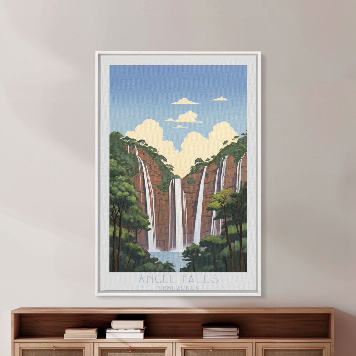 Angel Falls Venezuela Jungle Waterfall Cliff Vintage Travel Poster - Image 2
