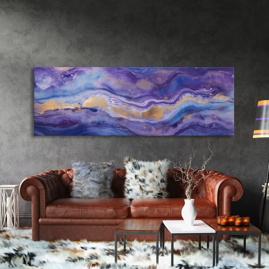 Purple Marble Abstract Art Print, Modern Gold - Image 3