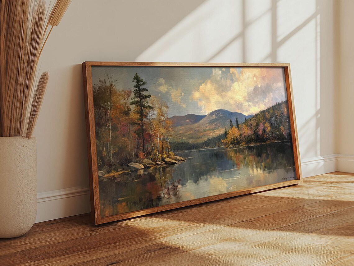 Mountains With Lake, French Oil Painting Art Print - Image 6