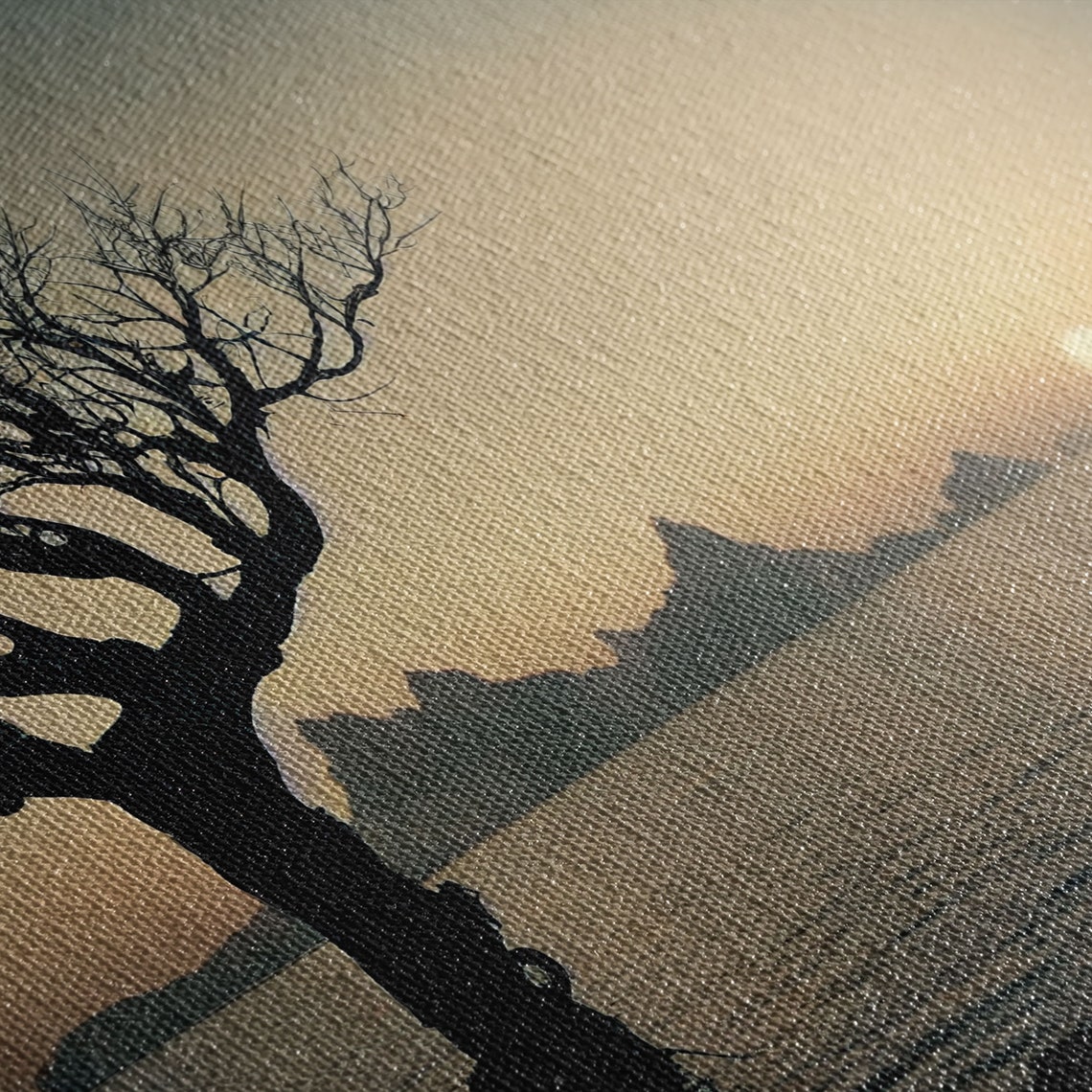 Lone Tree Silhouette Over Ocean At Golden Sunset Panoramic Print - Image 2