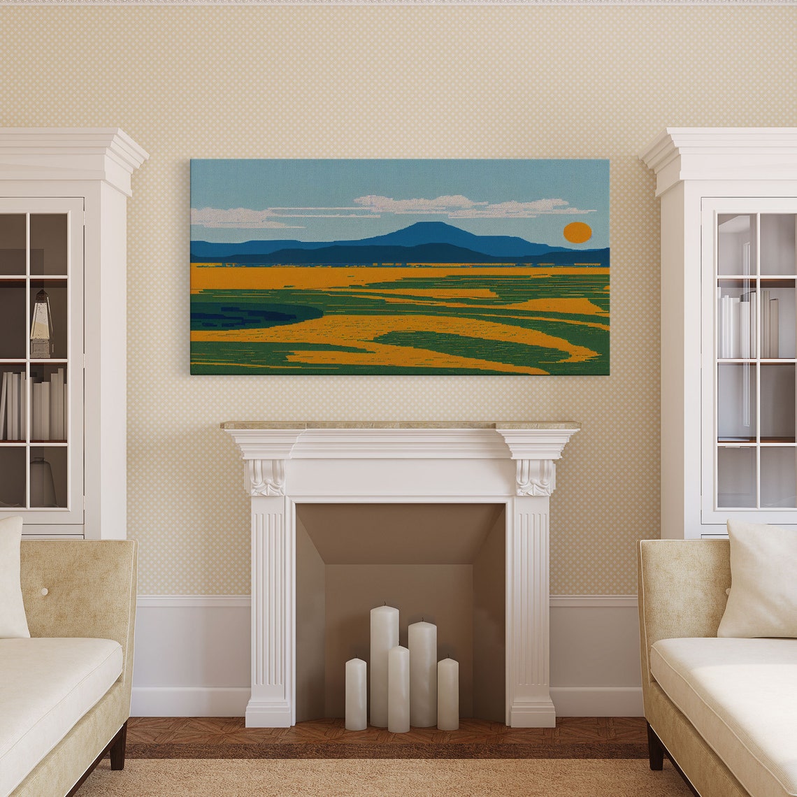 Pixel Art Mountain Landscape With Orange Sun Retro Gaming Style Print - Image 4