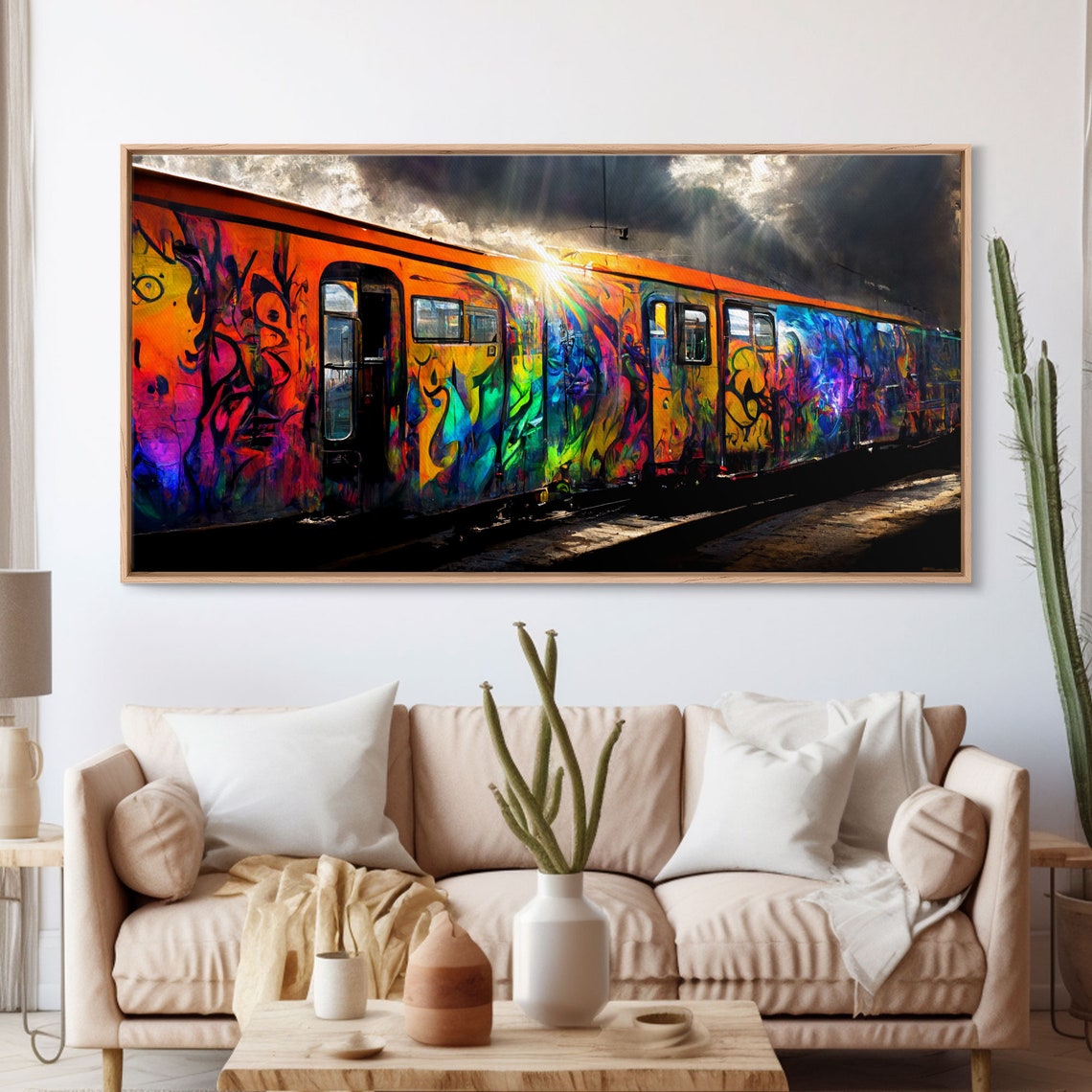 Box Car Graffiti Art Wall Decor Train Box Car Ready To Hang Print Wall Art Rainbow Train Wall Art - Image 3