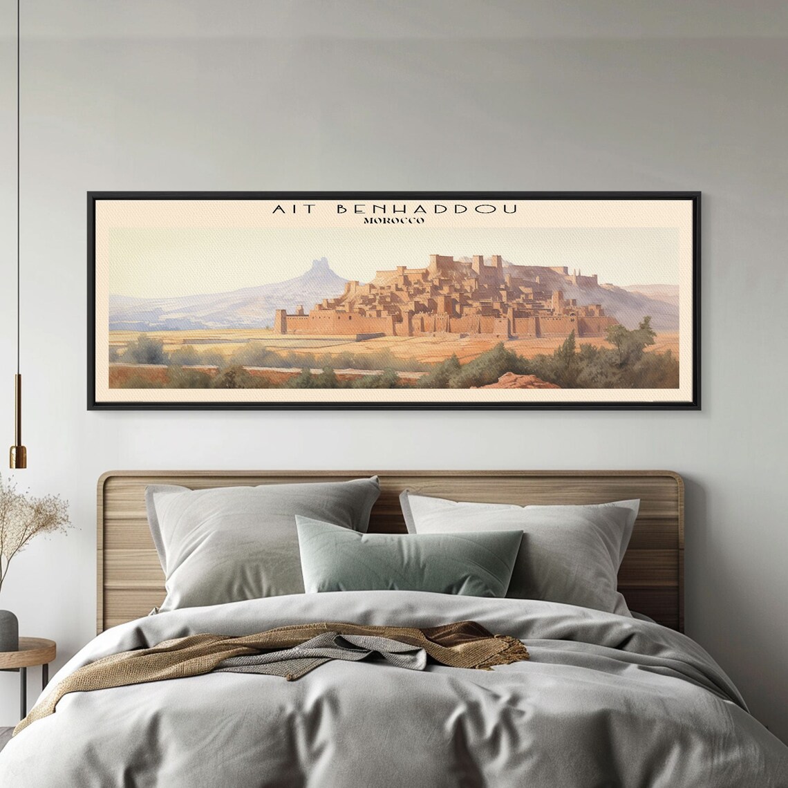 Ait Benhaddou Morocco Kasbah Hilltop Village Desert Watercolor Poster - Image 4