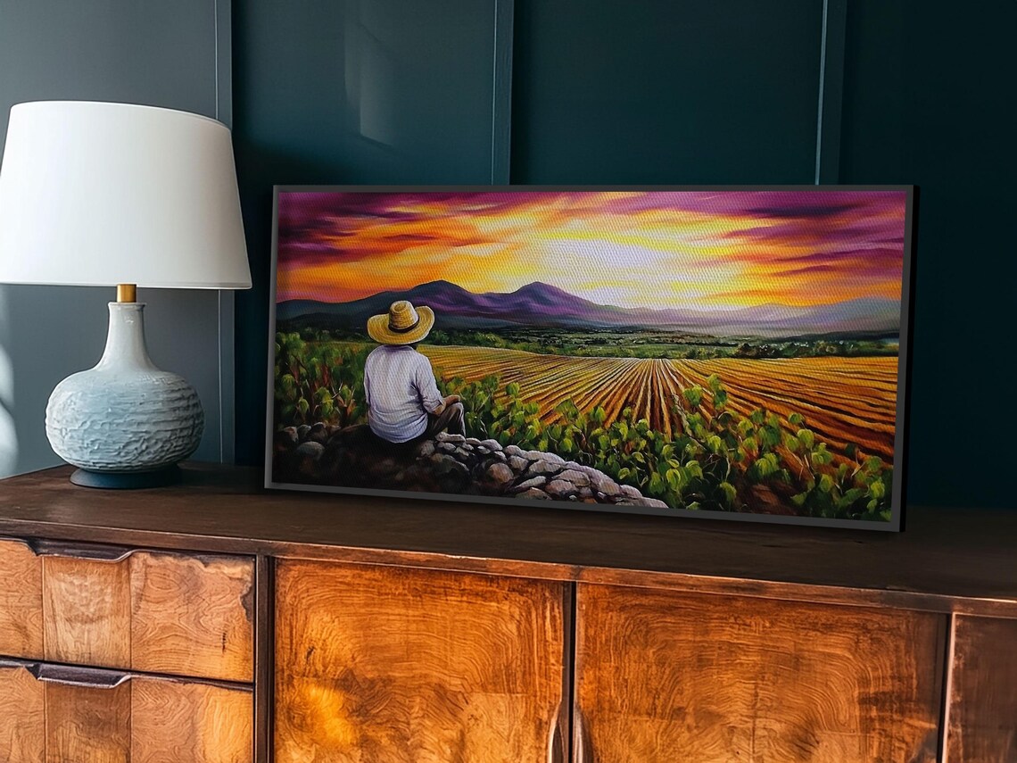 Farmhouse Wall Art Framed Print Mexicano Art Chicano Art Oil Painting Print Of A Tejano Farmer Arte Mexicano - Image 6