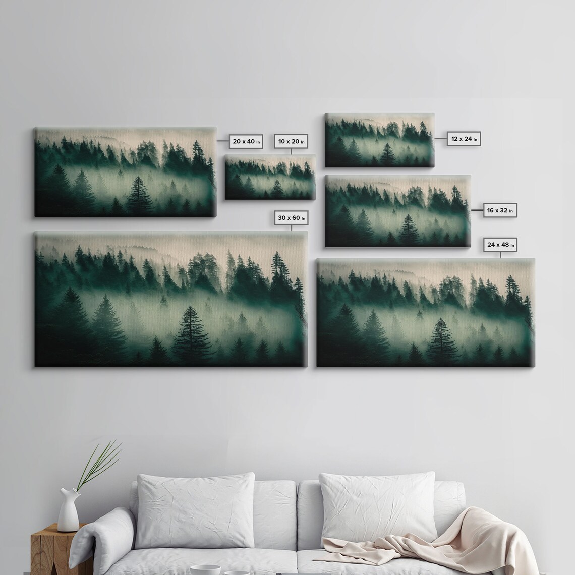 Pine Tree Forest Misty Landscape, Art Print - Image 2