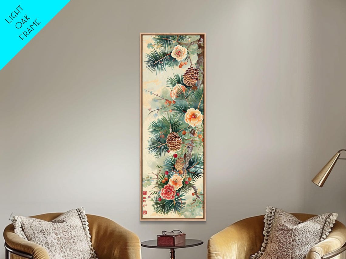 Japanese Ukiyo E Pine Branches Blossoms Pine Cones Art Poster - Image 4
