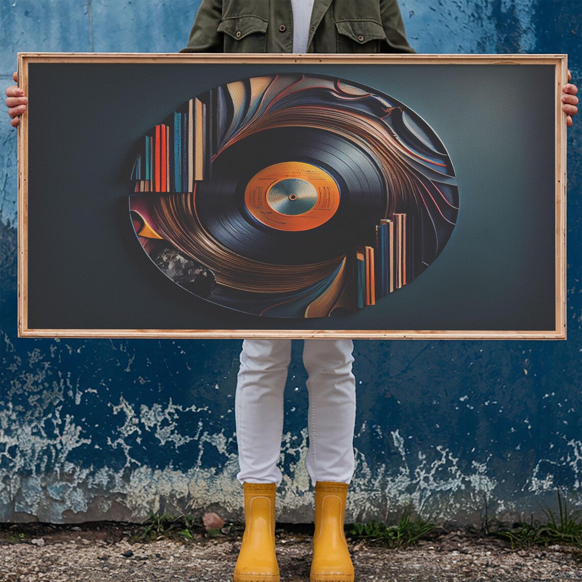Vinyl Record Abstract Swirl Art Bookshelf Design Modern Music Wall Poster - Image 6