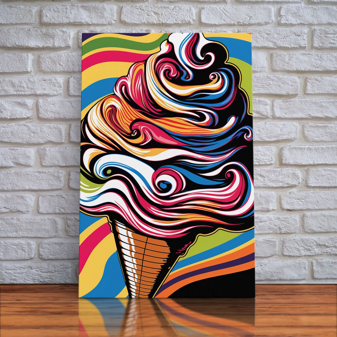Pop Art Ice Cream Cone Art Print, Psychedelic Style - Image 5