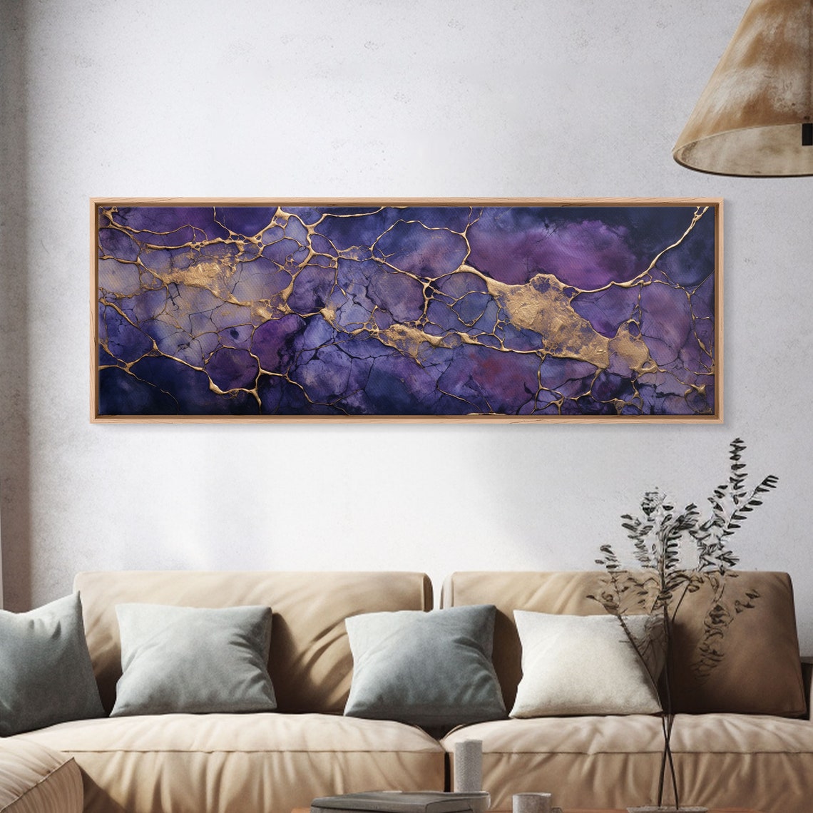 Purple Gold Marble Abstract Textured Modern Luxury Wall Art Print - Image 4