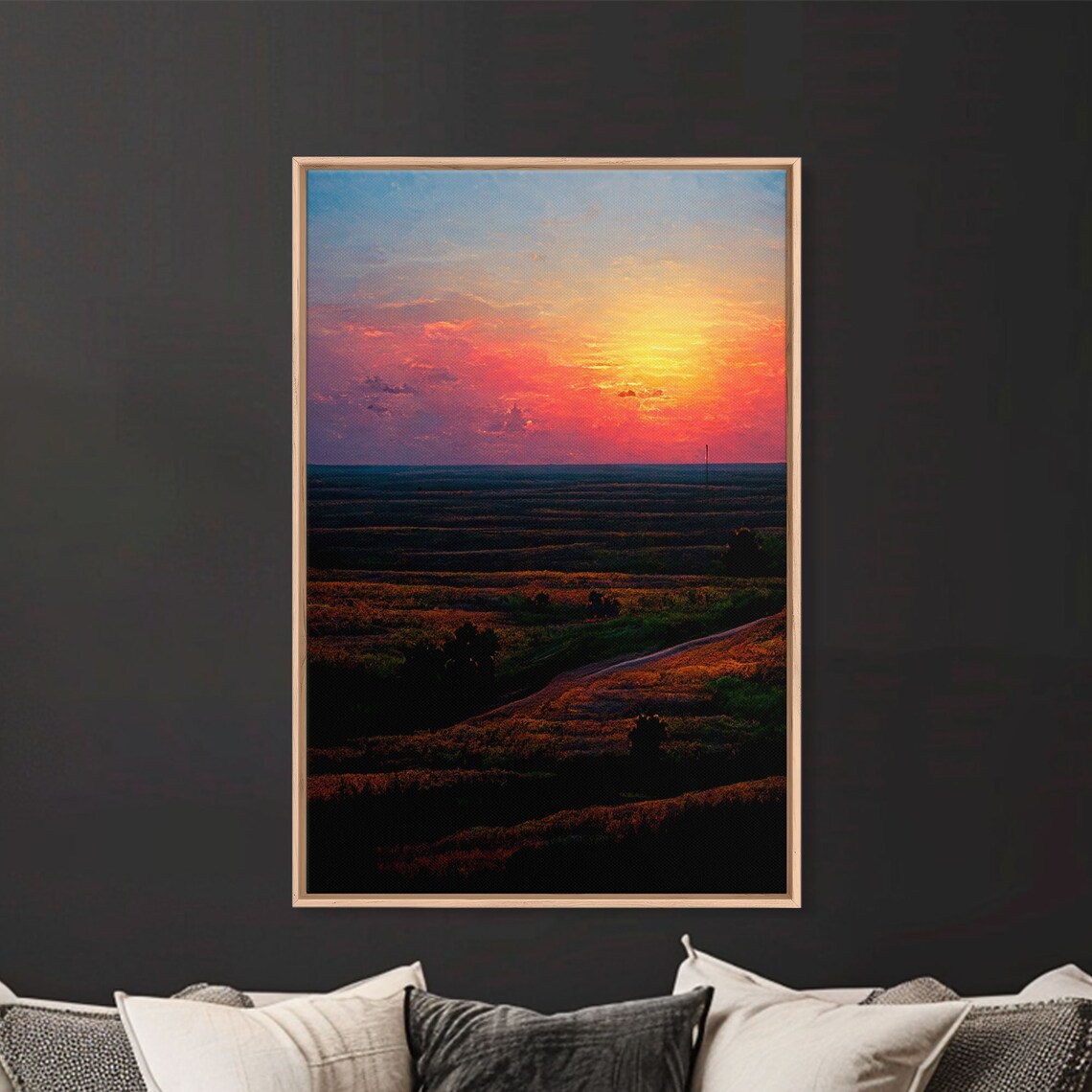 Sunset Over A Texas Field, Landscape Art Print