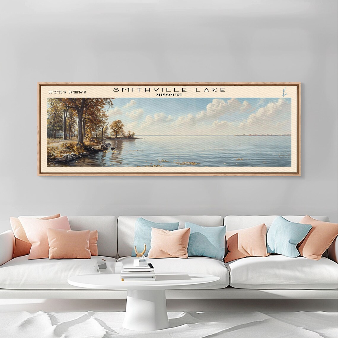 Smithville Lake Missouri Panoramic Framed Print Lake House Decor Wall Art Travel Poster Serene Lake Painting Living Room Decor - Image 2