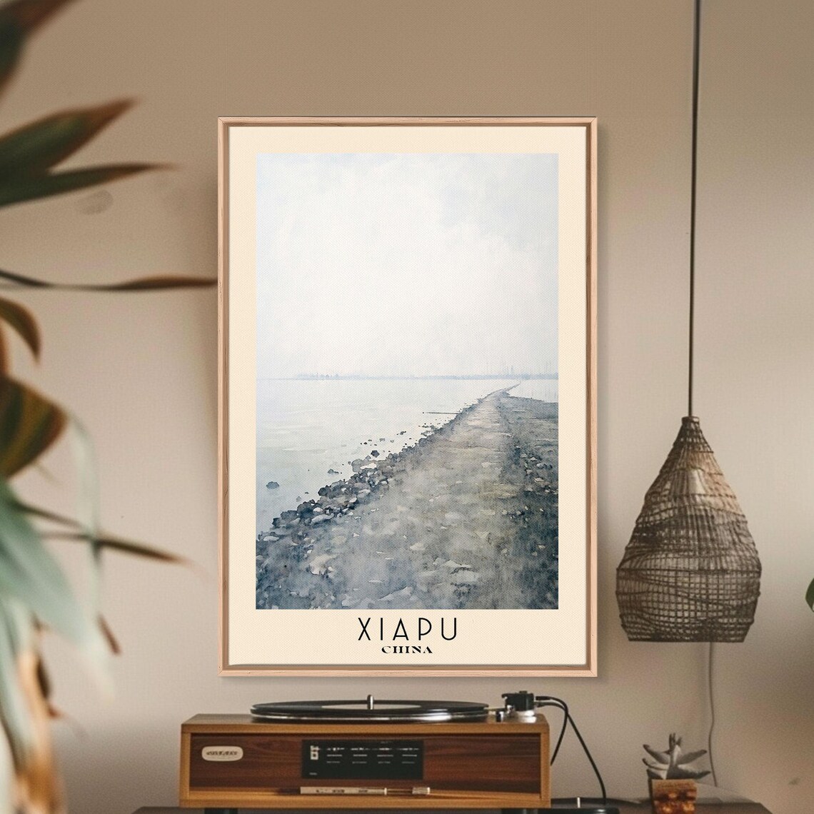 Xiapu China Misty Tidal Flat Serene Minimalist Watercolor Poster - Image 3