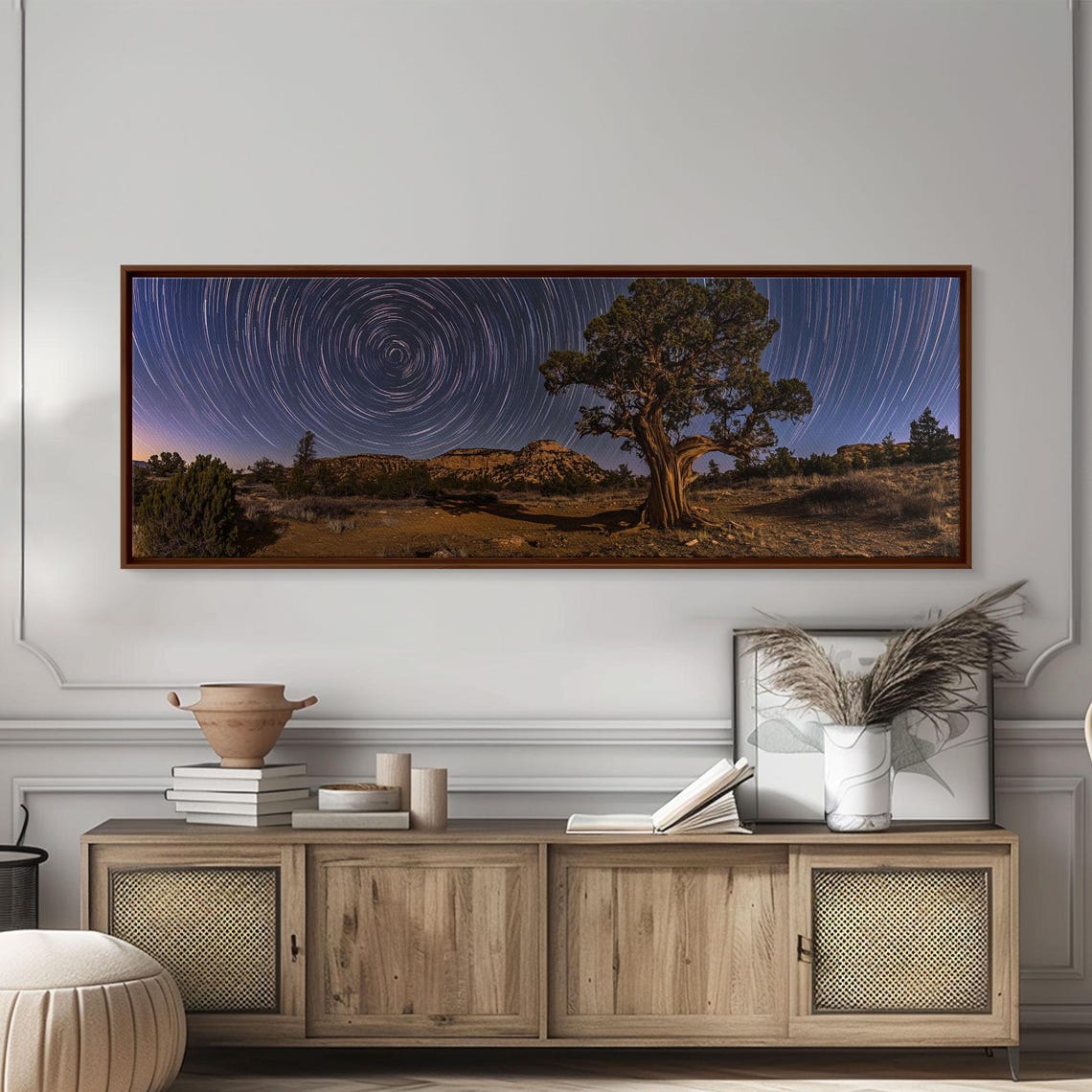 Star Trails Spiral Over Desert Tree Night Sky Long Exposure Poster - Image 5
