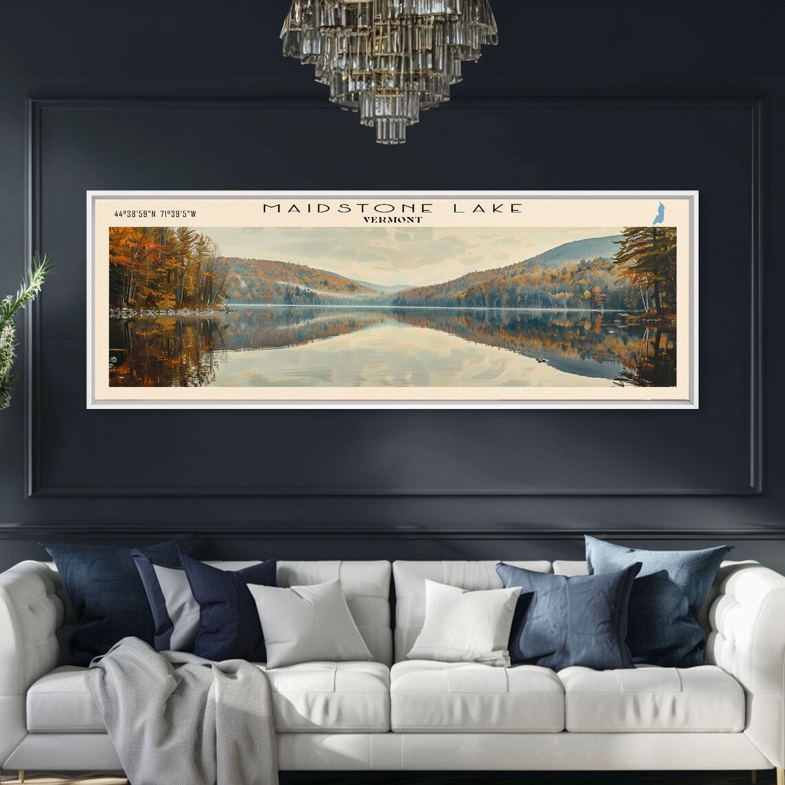 Maidstone Lake Vermont Peak Autumn Mirror Lake Golden Hills Art Poster - Image 4