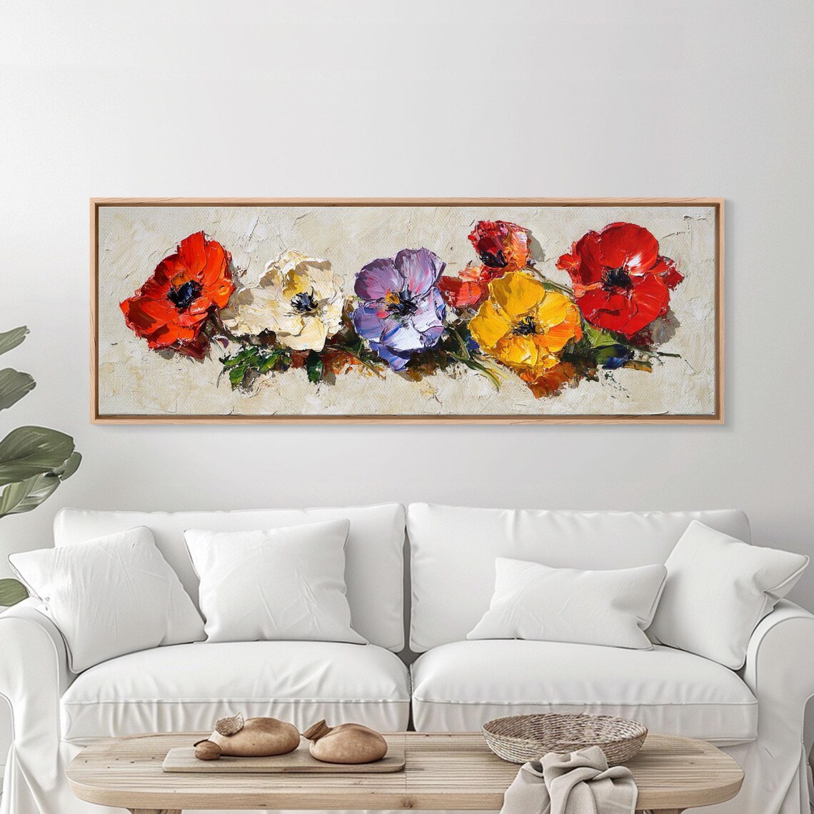 Colorful Poppy Anemone Blossoms Impasto Oil Painting Floral Art Poster