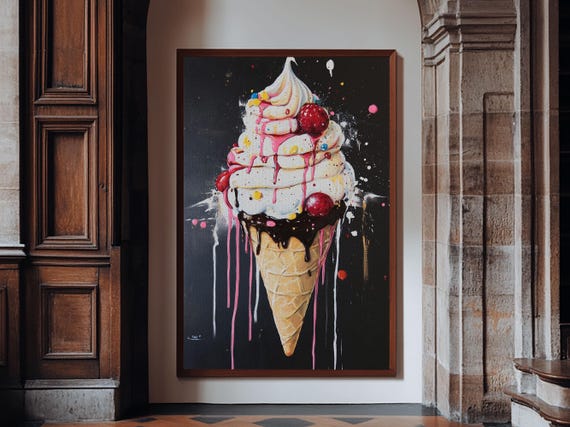Ice Cream Shop Wall Art Abstract Still Life Of Ice Cream Food Review Wall Art Kitchen Home Decor Kitchen Art
