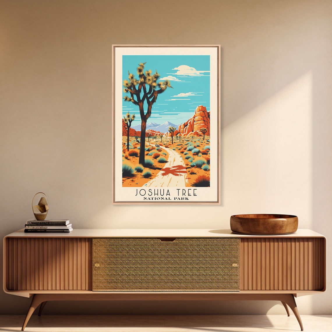 Joshua Tree National Park Desert Road Red Rocks Retro Travel Poster - Image 3
