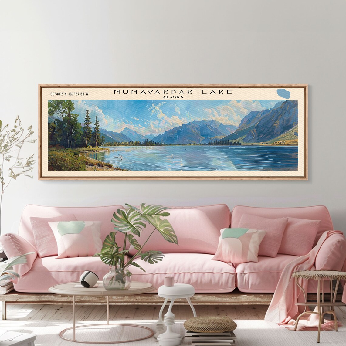 Nunavakpak Lake Alaska Sunny Blue Water Mountain Peaks Panorama Poster - Image 2