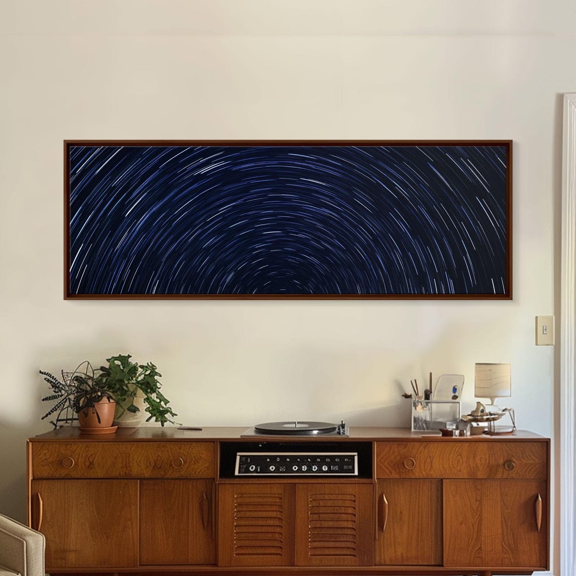 Star Trails Spiral Deep Blue Night Sky Long Exposure Photo Poster