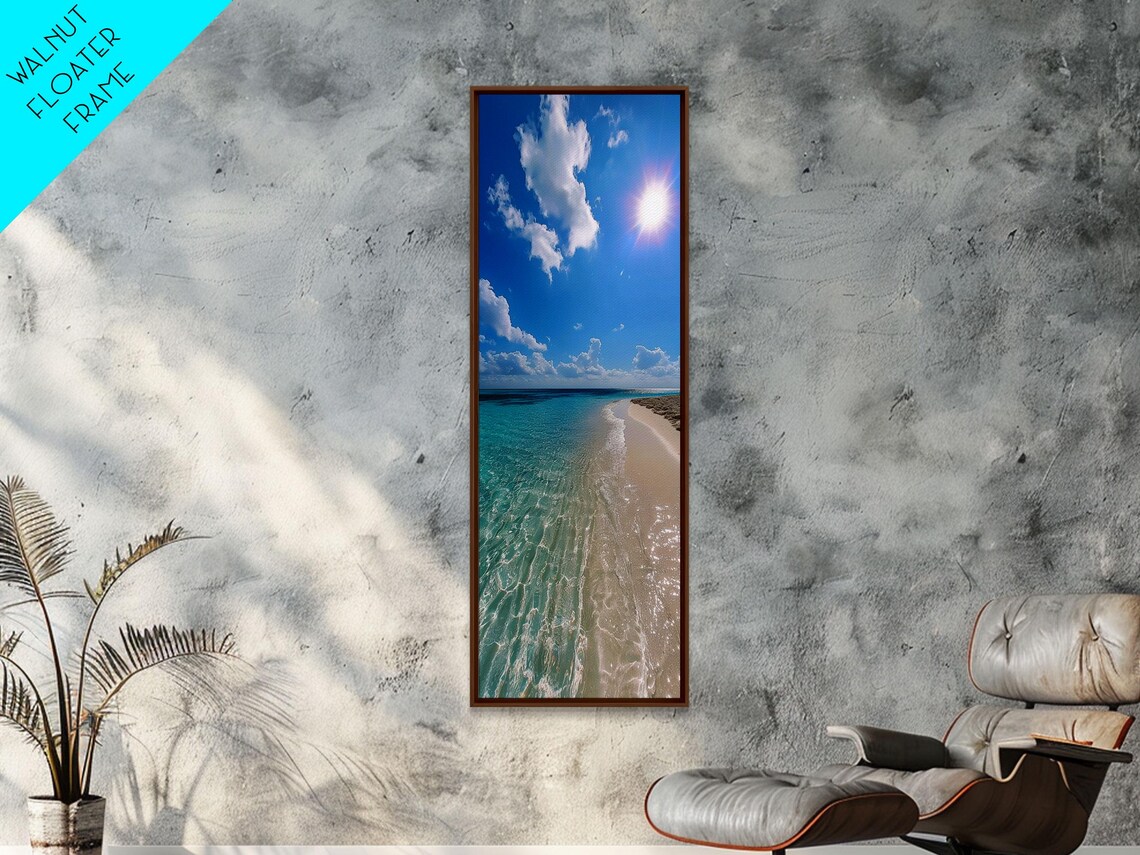 Clear Turquoise Ocean Sandy Beach Bright Sun Tropical Photo Poster - Image 3