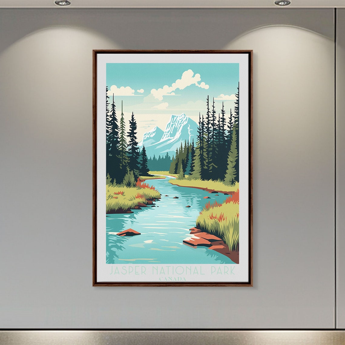Jasper National Park Canada Turquoise River Pine Forest View Poster - Image 6