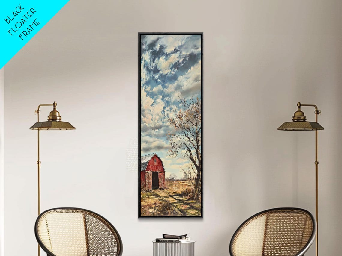 Red Barn Under Dramatic Cloudy Sky Rustic Farm Landscape Poster - Image 4