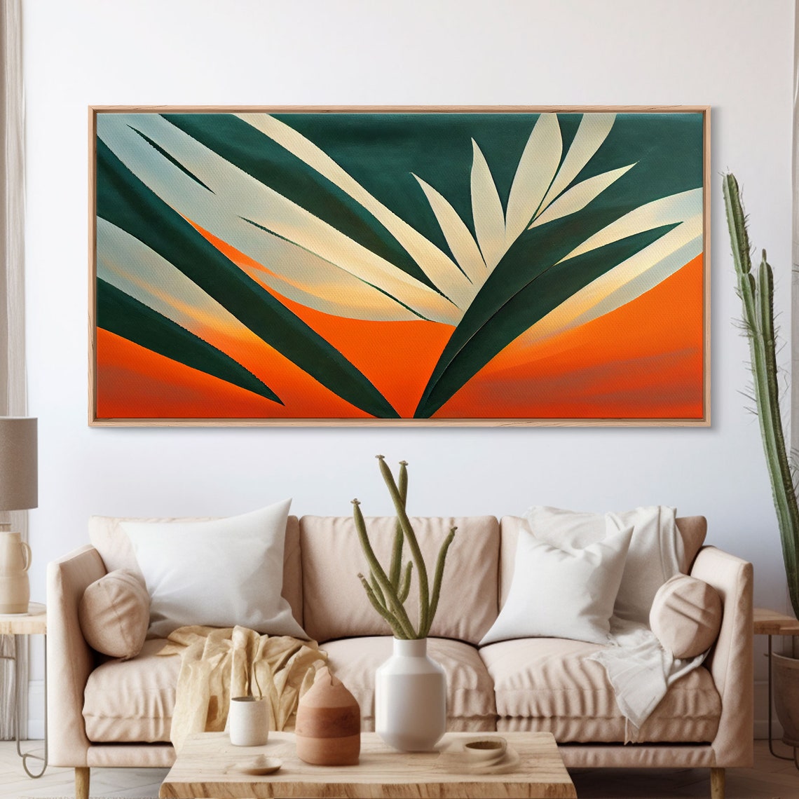 Vintage Style Art Deco Palm Leaf Framed Print Framed Art Wall Decor Palm Tree Tropical Art Mindcentury Art Deco Style - Image 3