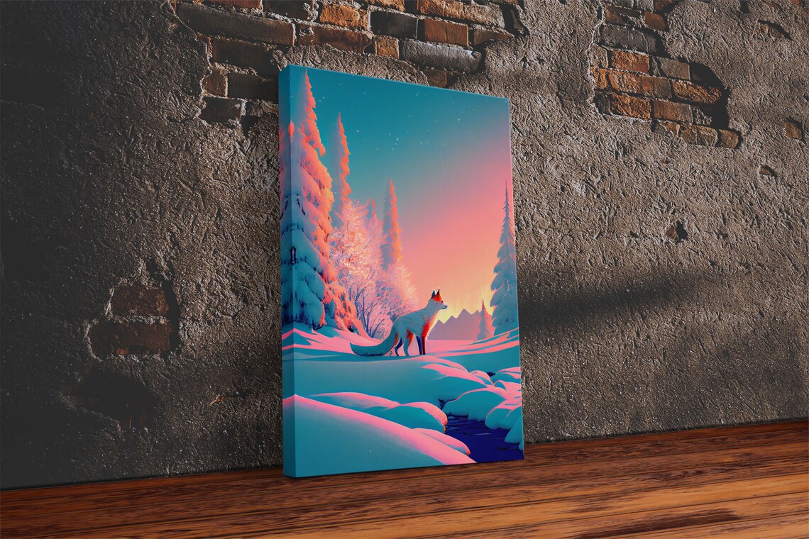 Cute Arctic Fox In The Snow, Animal Art Print - Image 2