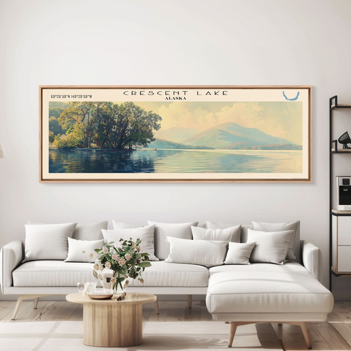 Crescent Lake Alaska Lush Island Point Calm Teal Water Travel Poster - Image 3