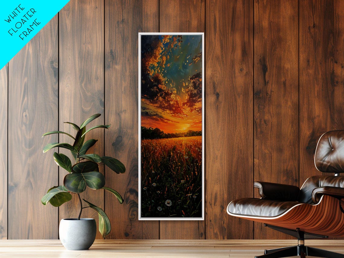 Wheat Fields At Sunset Framed Print Beautiful Wall Art Skinny Art Tall Art Statement Piece Living Room Decor - Image 5