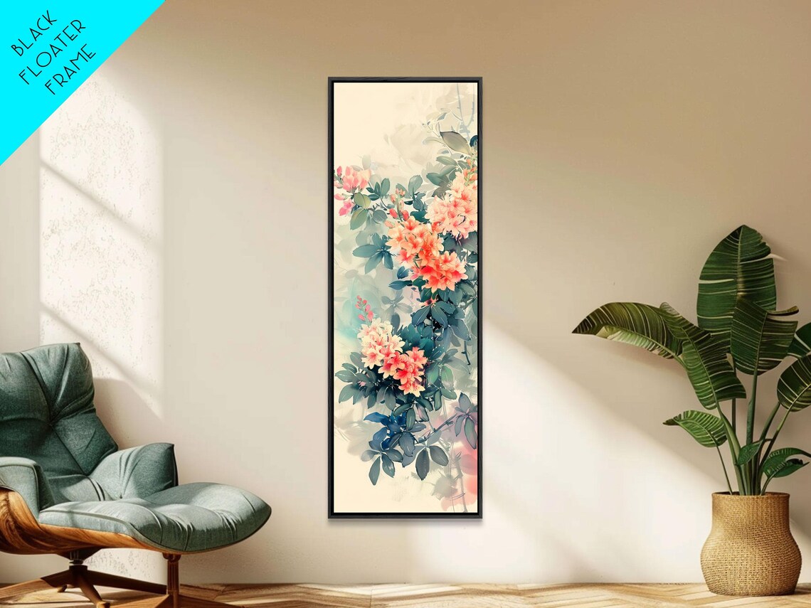 Vibrant Azalea Blossoms Orange Coral Floral Elegant Tall Art Print - Image 5