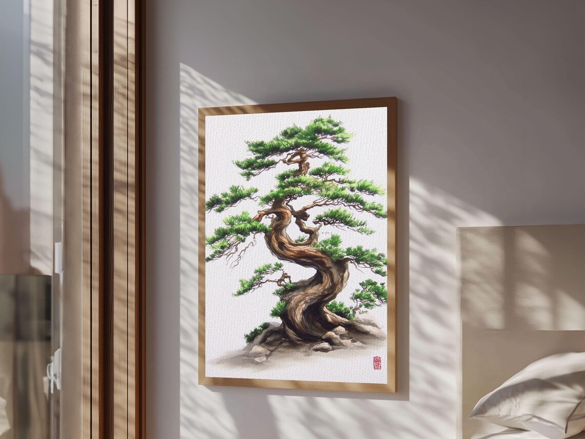 Wabi Sabi Bonzai Tree Watercolor Painting Print Minimalist Home Decor Muted Statement Piece Subdued Wall Art - Image 6