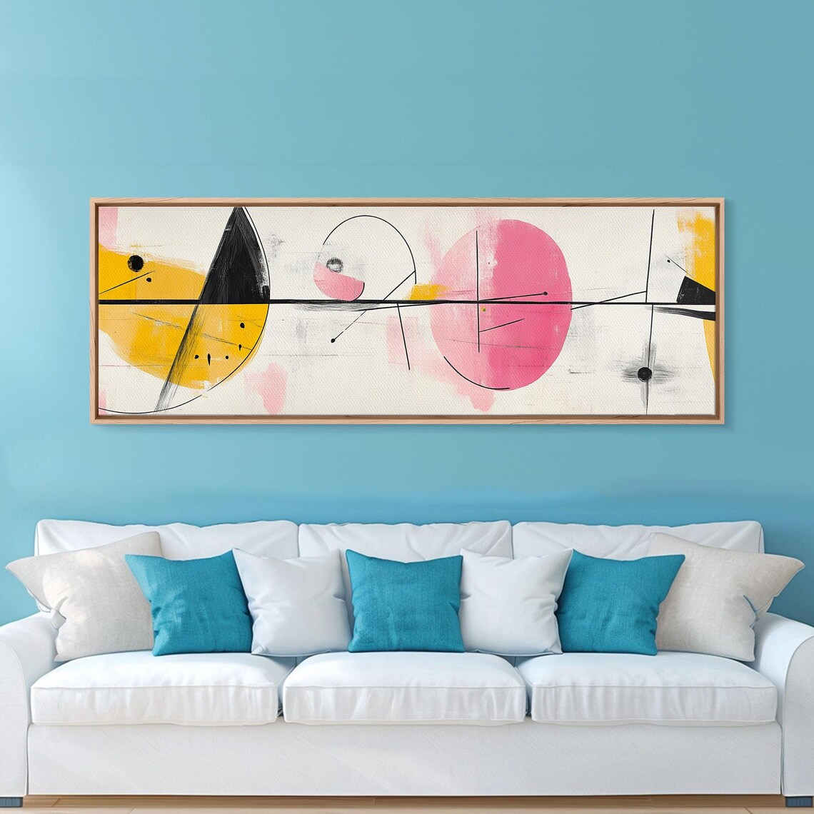 Pink Yellow Sun Abstract Line Art Modern Minimalist Wall Art Poster - Image 6
