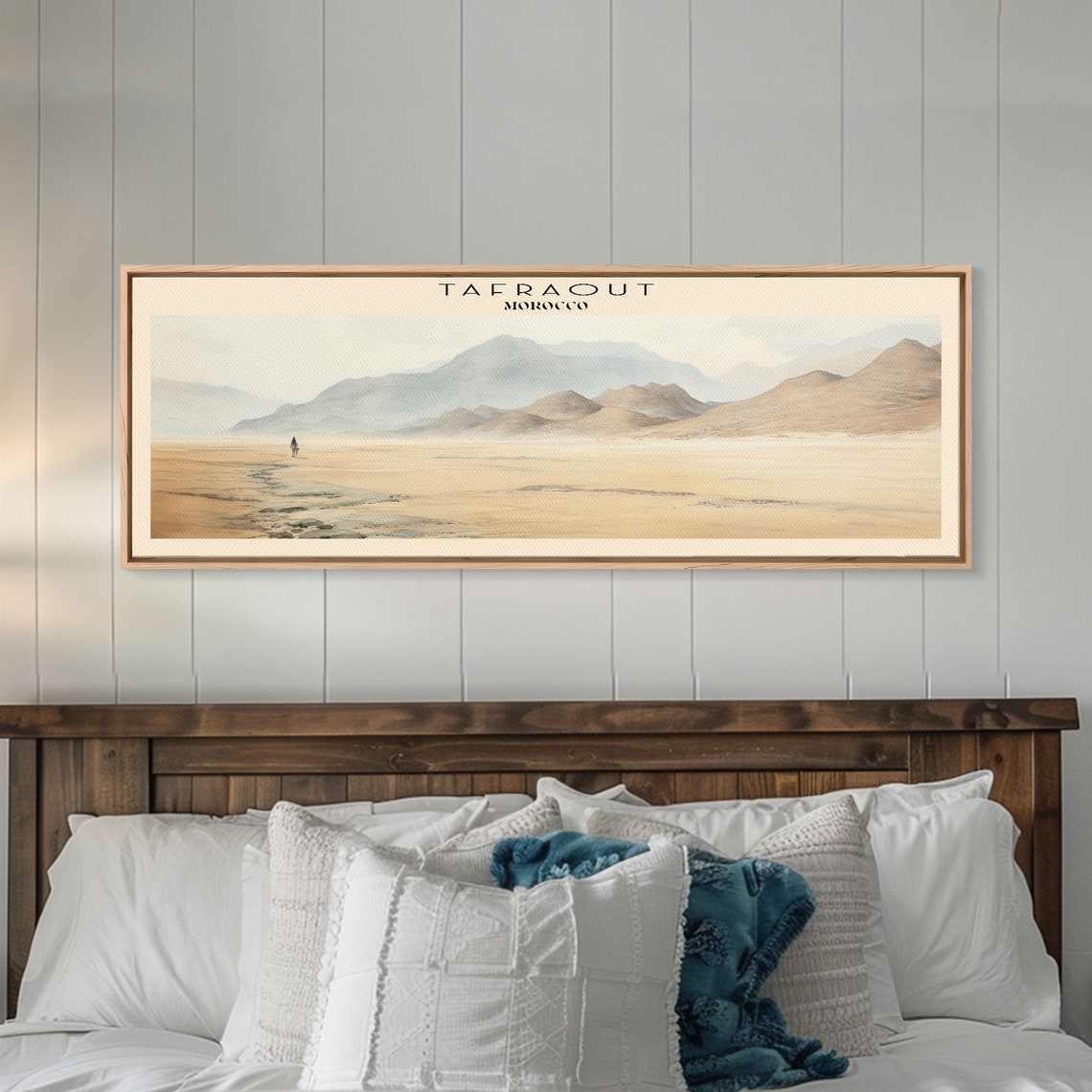 Tafraout Morocco Desert Plain Hazy Atlas Mountain View Travel Poster