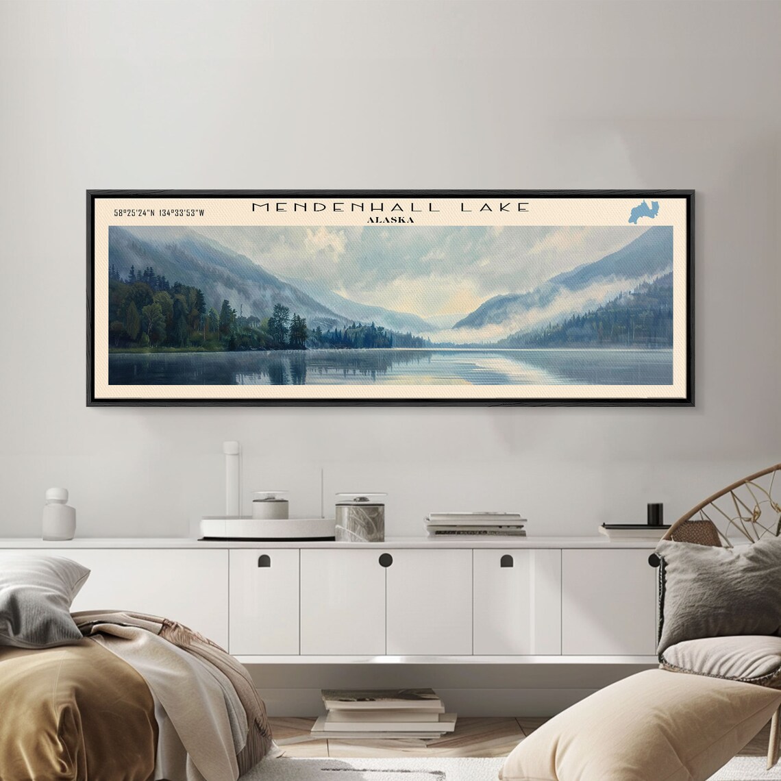 Mendenhall Lake Alaska Misty Mountain Fjords Mirror Water Lake Poster