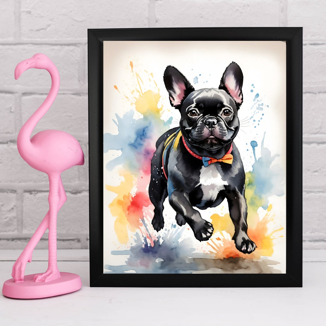 Black Frenchie Watercolor Pet Portrait Painting Pet Watercolour Picture Pet Watercolour Portrait Pet Print Wall Art Print Animals - Image 3