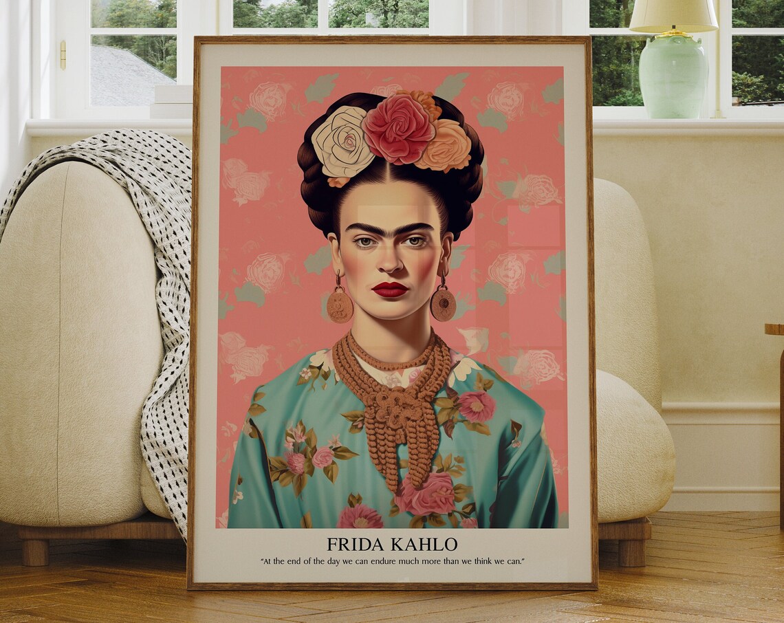 Frida Kahlo Portrait Inspirational Quote Art Print