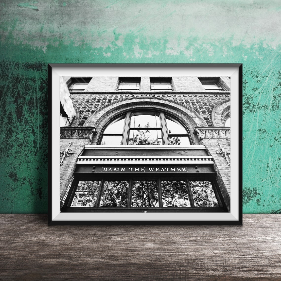 Damn the Weather Seattle Brick Building Facade Photography Poster - Image 2