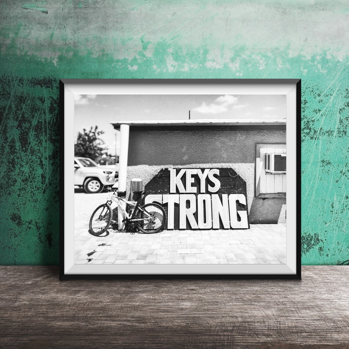 Keys Strong Red Letters on Yellow Building Street Photography Poster - Image 2