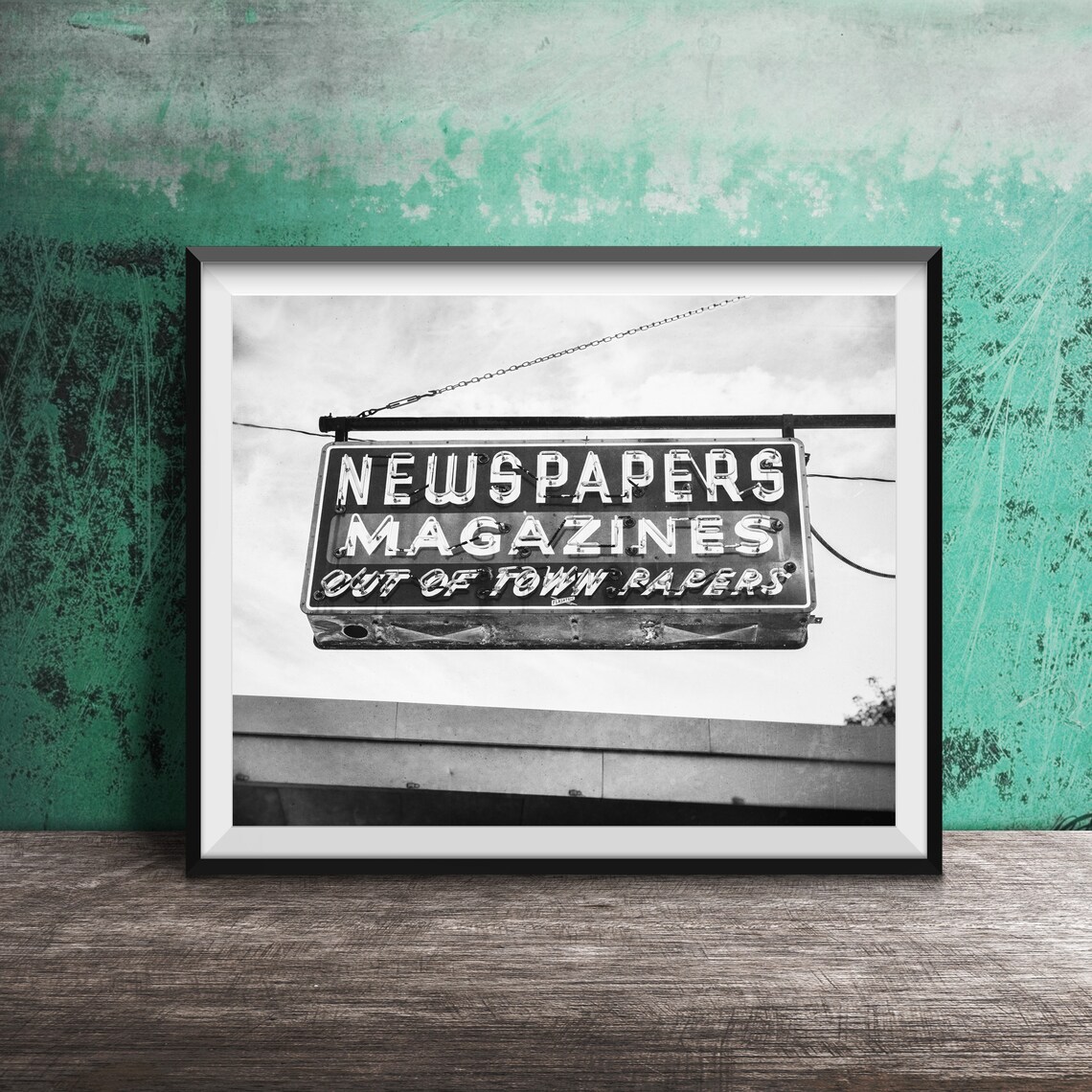Newspaper Stand Neon Sign Art, Modern Poster Print - Image 2