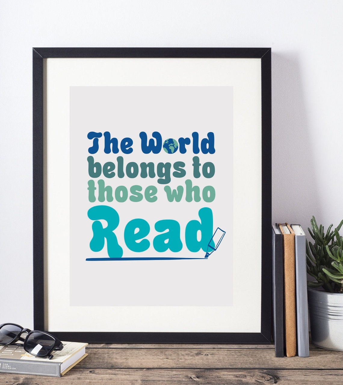 The World Belongs To Those Who Read Groovy Reading Room Quote Poster - Image 2