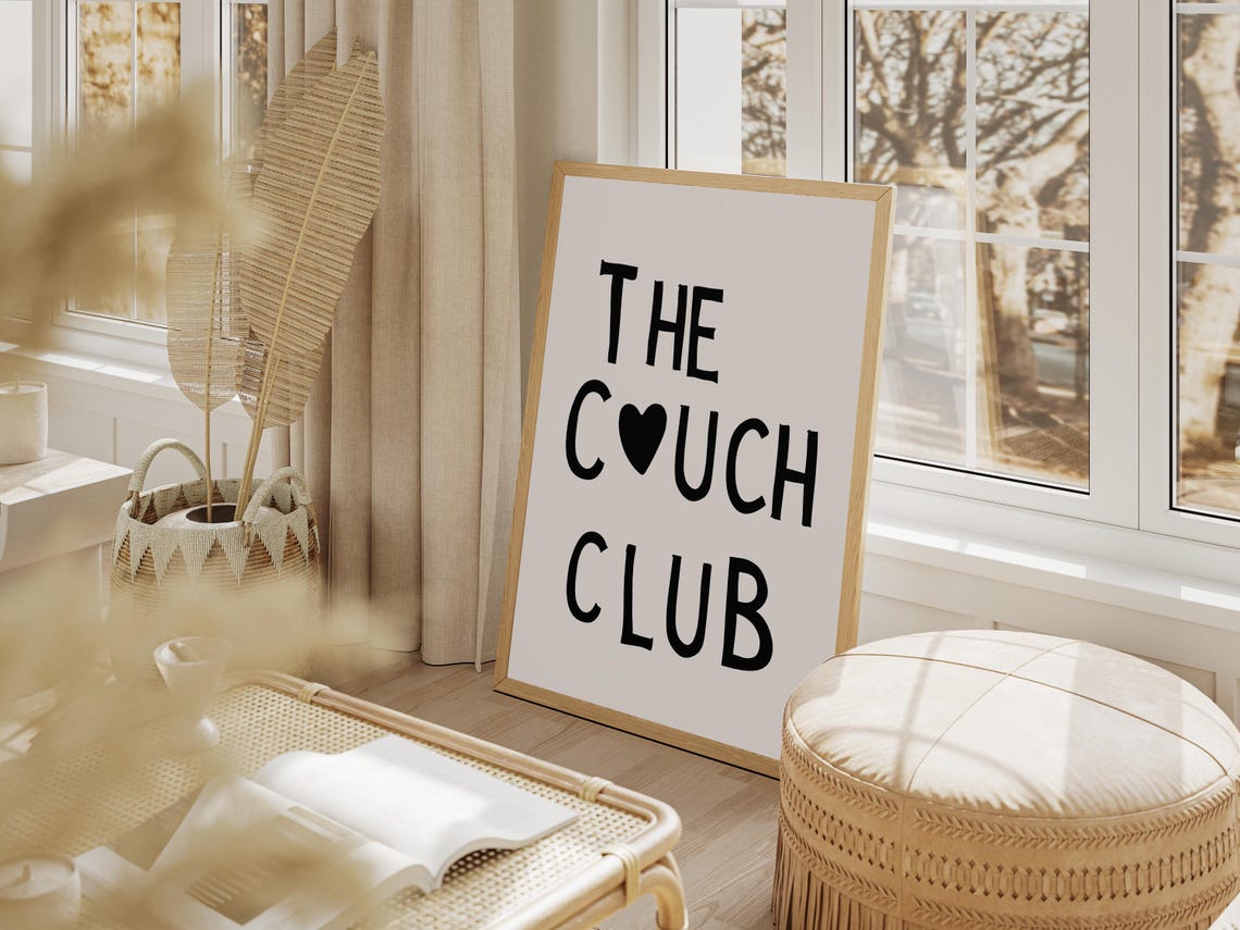 Typography Wall Art Poster The Couch Club Print Minimalist Heart Poster Modern Poster Trendy Wall Art Bold Poster Gallery Wall Art - Image 2