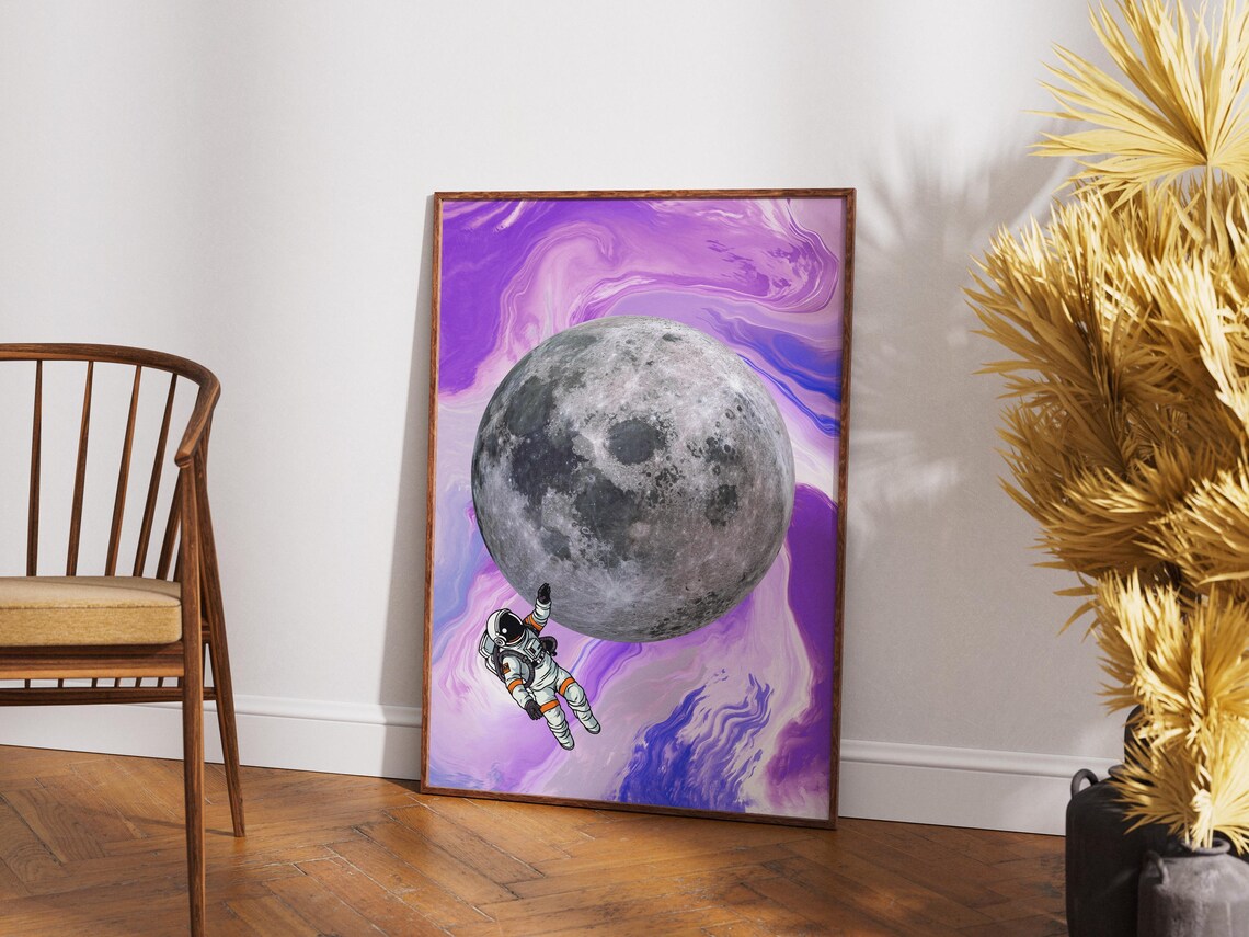 Retro Astronaut Poster, Modern Space Decor