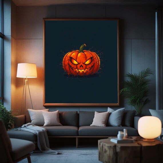 Scary Jackolantern Pumpkin Spooky Halloween Wall Art Poster