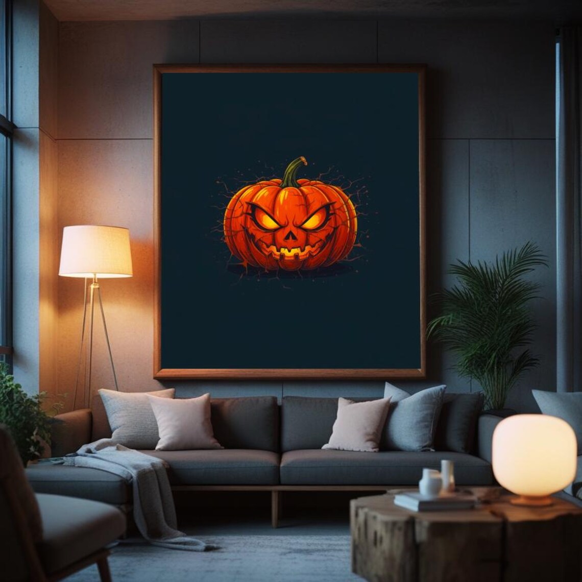 Scary Jackolantern Pumpkin Spooky Halloween Wall Art Poster