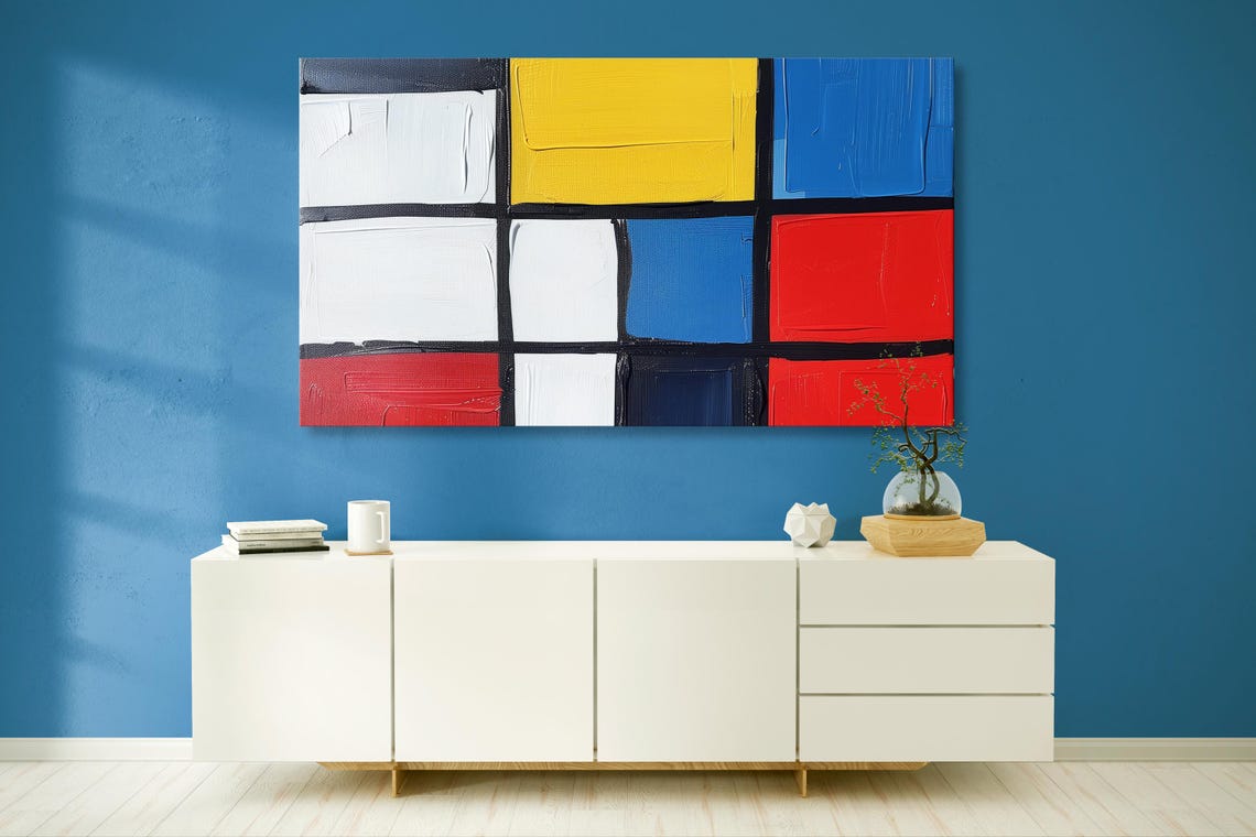 Mondrian Inspired Grid Abstract in Bold Primary Colors Poster - Image 3
