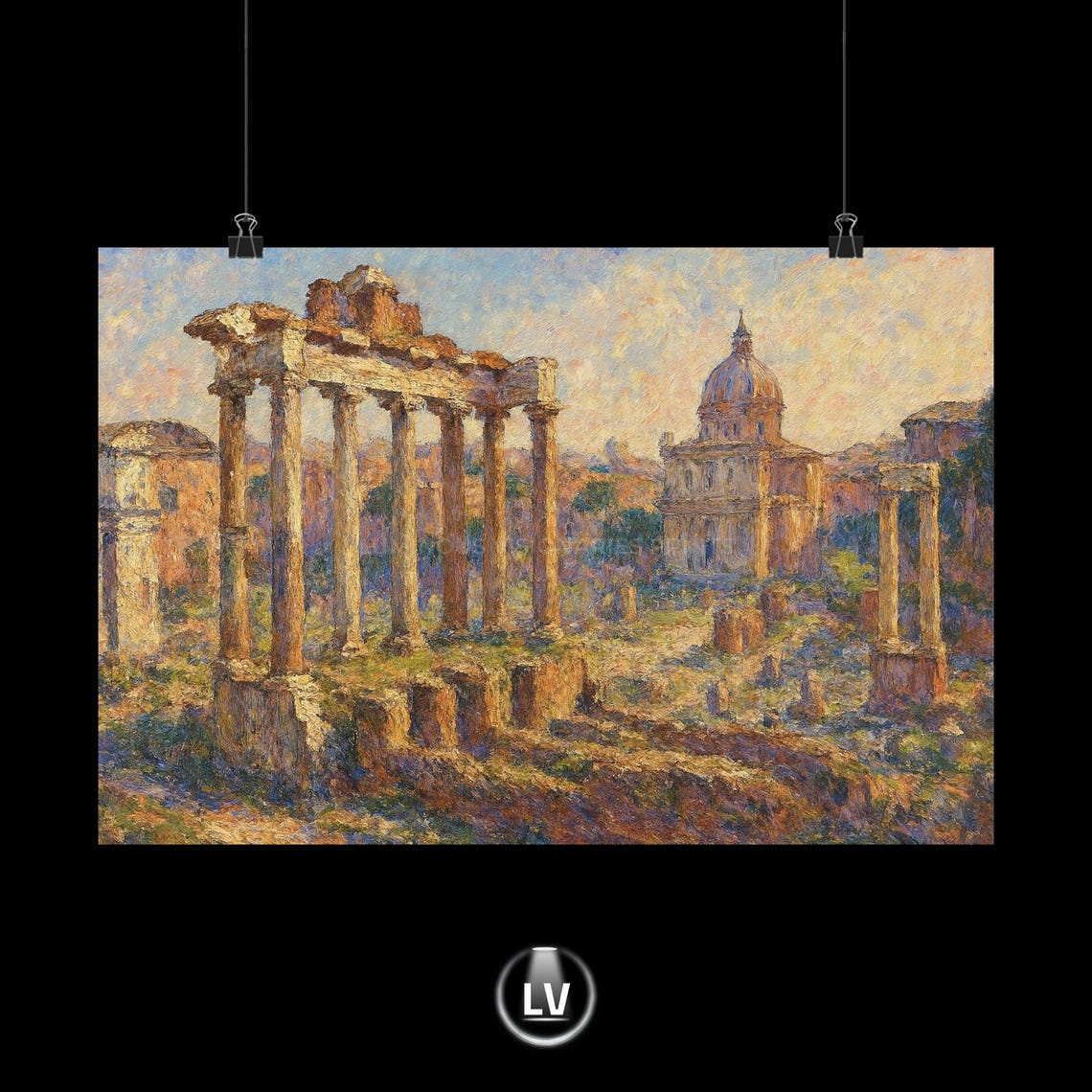 Ancient Rome Forum Ruins Impressionist Painting History Art Poster
