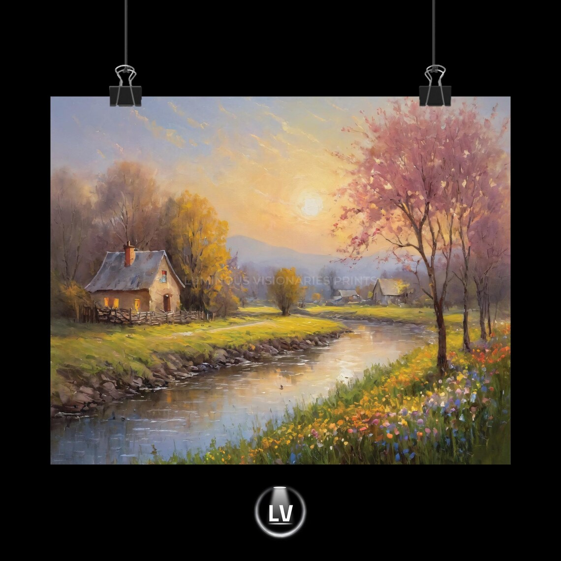 Serene Landscape Poster, Rustic Home Decor
