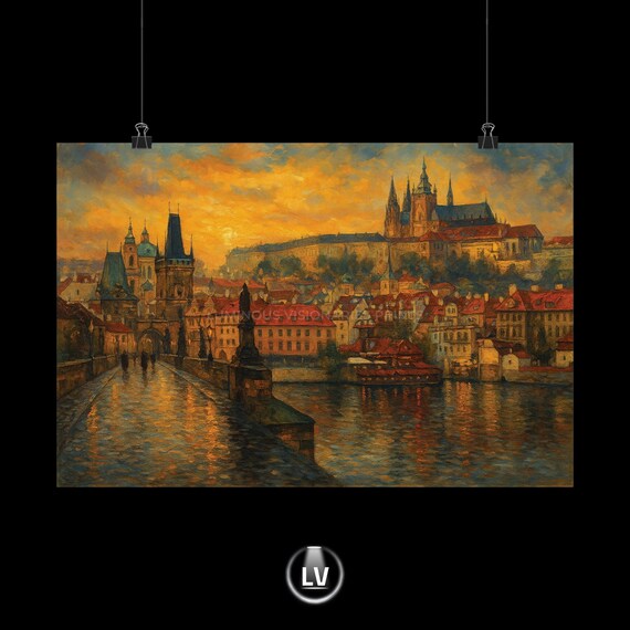 Vintage Prague Travel Poster