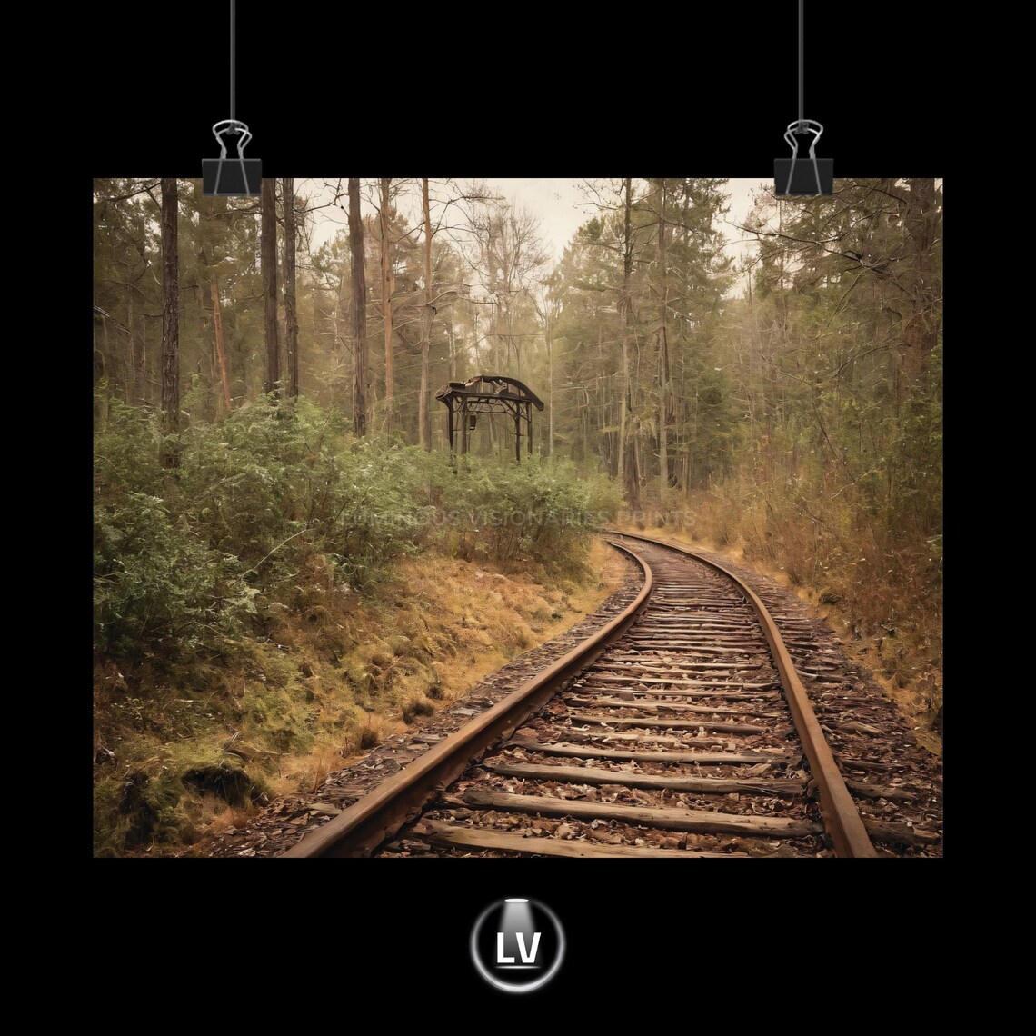 Rustic Railroad Scene Poster Print, Vintage Photography